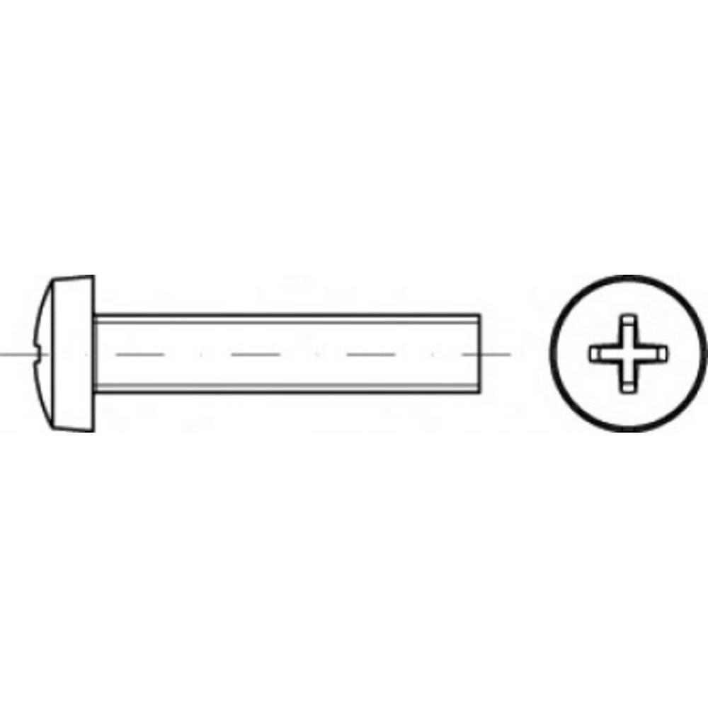 Toolcraft, Schrauben, ISO 7045 4.8 H galvanisch verzinkt Linsenschrauben mit Phillips-Kreuzschlitz H Abmessung: M 3 x 10...