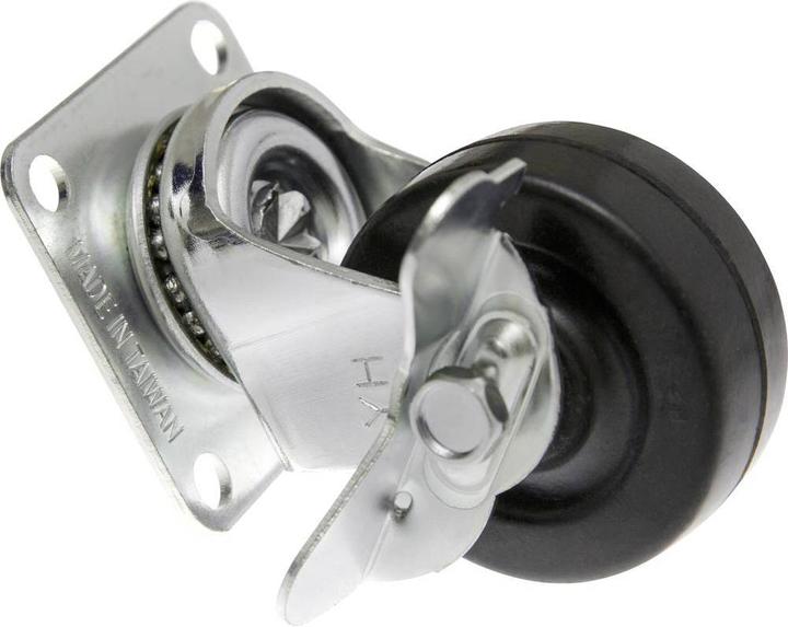 Actual product image Toolcraft Swivel castor 50 mm with parking brake and screw-on plate
