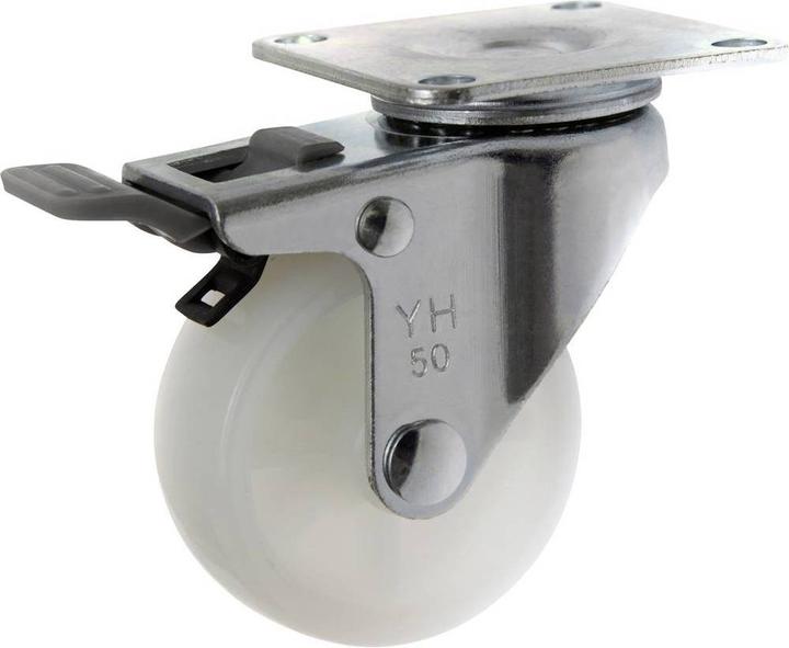 Toolcraft Swivel castor with parking brake 50 mm with screw-on plate polyamide