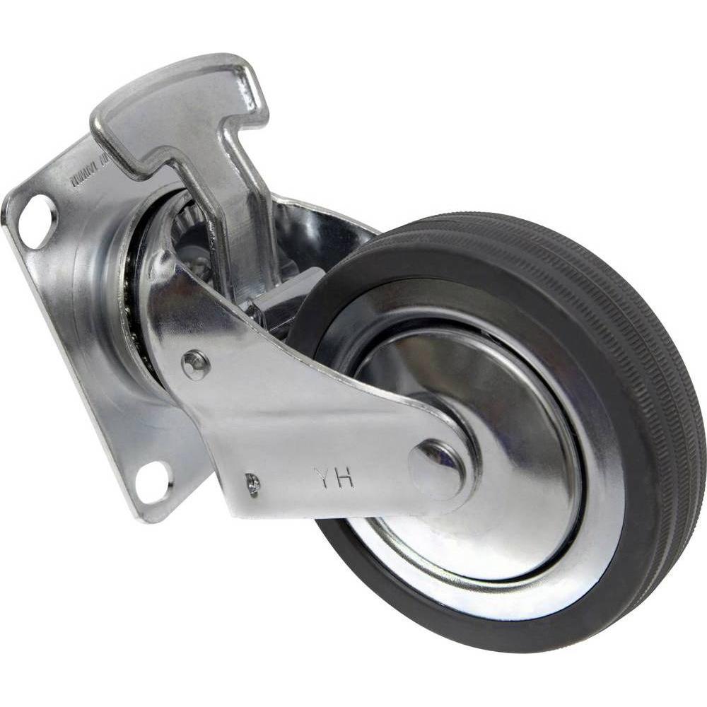 Thumbnail - Toolcraft, Möbelrollen, Lenkrolle mit Feststellbremse und Anschraubplatte 100 mm Gummi