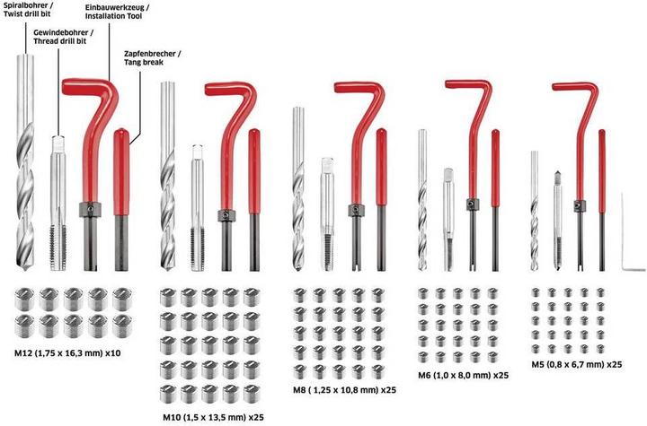 Produktbild Toolcraft 131tlg. Gewindereparatursatz M5-M12