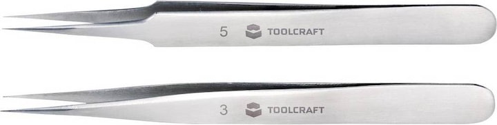 Produktbild Toolcraft Edelstahl Pinzetten Set 120mm 2er Set