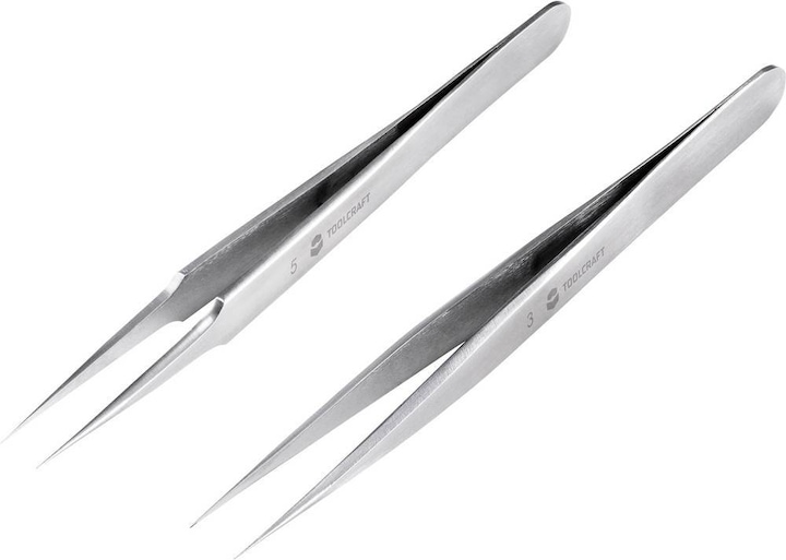 Produktbild Toolcraft Edelstahl Pinzetten Set 120mm 2er Set