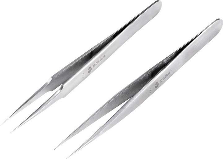 Immagine prodotto Toolcraft Set di pinzette in acciaio inossidabile 120 mm Set di 2