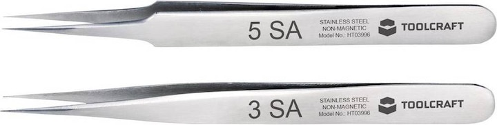 Produktbild Toolcraft Edelstahl Pinzetten Set 120mm 2er Set