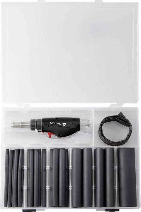 Actual product image Toolcraft 27pcs. heat shrink tubing set with 1300 °C mini hot gas torch