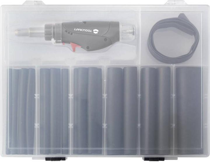 Actual product image Toolcraft 27pcs. heat shrink tubing set with 1300 °C mini hot gas torch