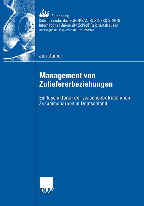 Produktbild Management der Zuliefererbeziehungen (Deutsch, Jan Daniel, 2007)
