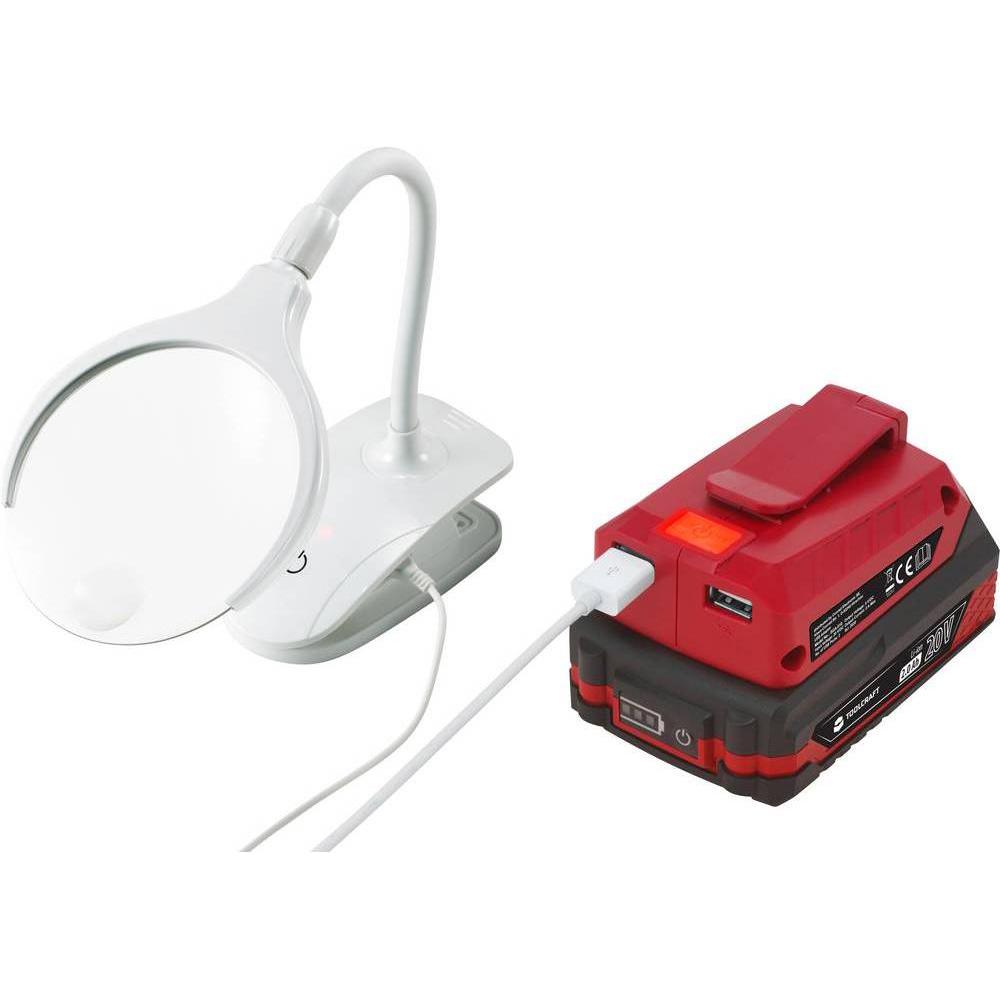 Thumbnail - Toolcraft Ladeadapter für 20 V Akkus, USB Ladegerät, Rot