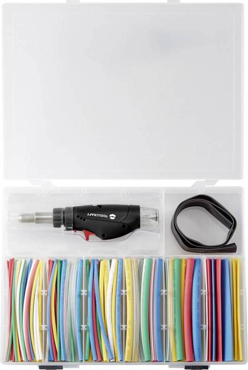 Toolcraft Krimpkous set met mini heetgasbrander 162tlg