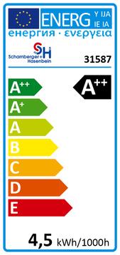Energie-Label Scharnberger+Hasenbein LED-Röhrenformlampe (B22d, 4.50 W, 550 lm, 1 x, E)