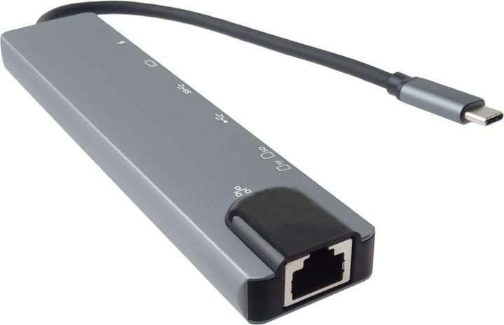 Actual product image PremiumCord USB-C na HDMI + USB3.0 + USB2.0 + PD + SD/TF + RJ45 adaptér (USB-C, 7 ports)