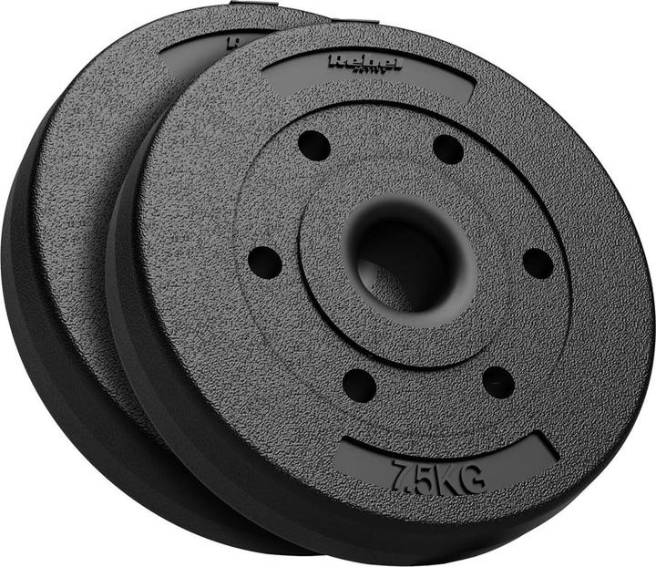 Rebel Ensemble d'haltères bitumineux 2x7 5kg perçage de 51mm - pour haltères longs olympiques ACTIVE (2 x 7,5 kg)
