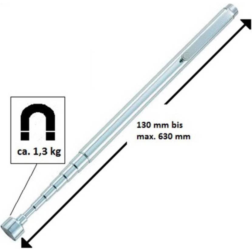 Toolcraft, Fahrzeug Werkzeug, Magnetheber in Stiftform ausziehbar 130 - 630 mm 1.3 kg Hebekraft