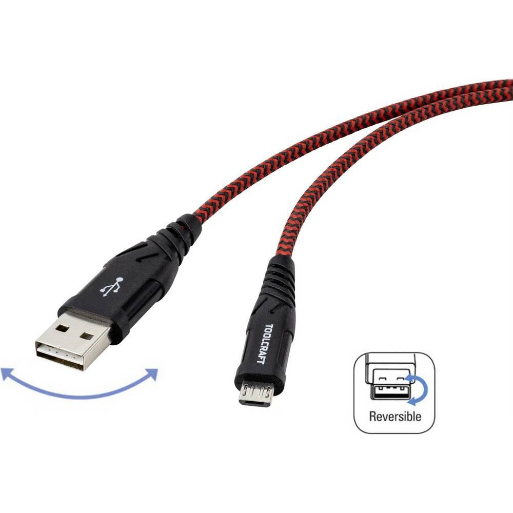 Toolcraft USB 2 Anschlusskabel (1 m, USB 2.0), USB Kabel