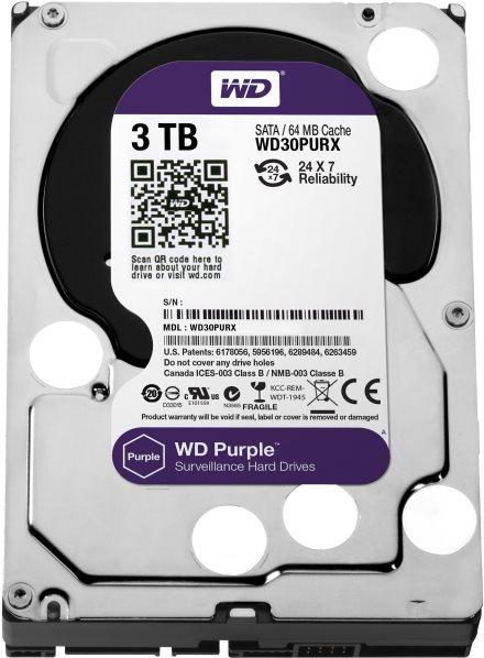 Productafbeelding WD Paarse WD30PURX harde schijf (3 TB, 3.5")