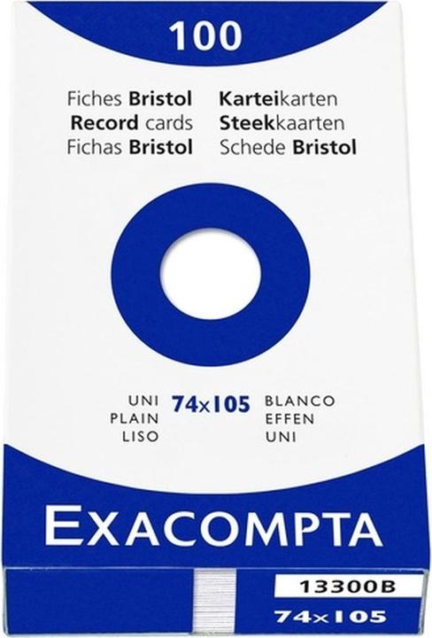 Produktbild Exacompta Karteikarten A7, blanko (A7, 205 g/m², 100 x)