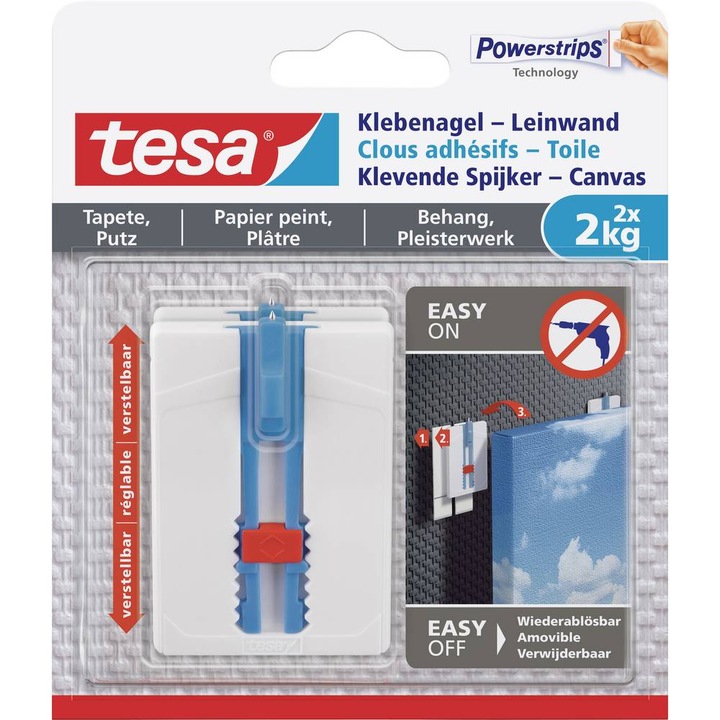 Actual product image tesa Canvas Adhesive Nail Wallpaper & Plaster Height Adjustable