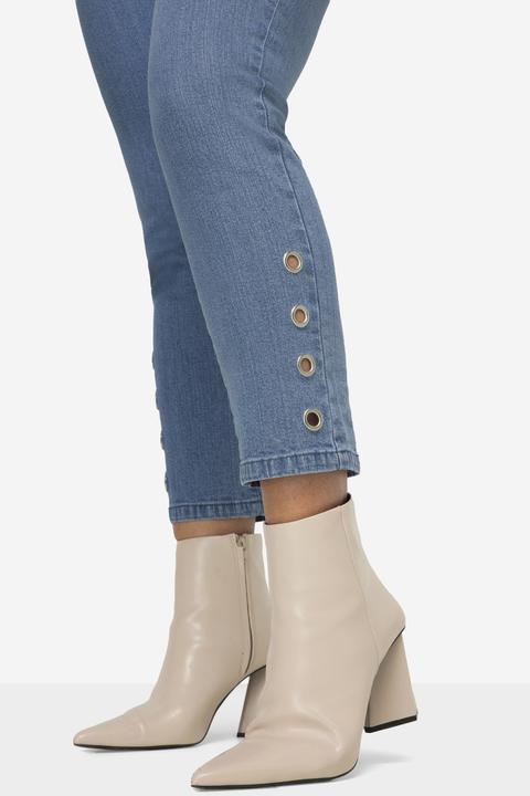 Image du produit Miamoda Jean coupe Tapered Fit à 5 poches, base avec oeillets fantaisie et taille partiellement élastique (54)