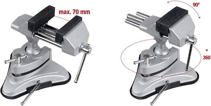 Produktbild Basetech Feinmechaniker Schraubstock mit Vakkuum Standfuss (70 mm)