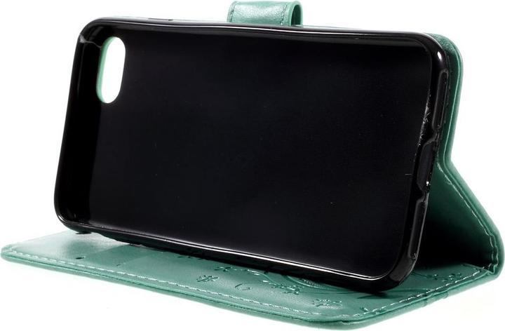 Produktbild Apfelkiste iPhone SE/8/7 Leder Tasche m. Kartenfach/Handschlaufe Butterfly, Türkis (Apple iPhone SE (3rd Gen))