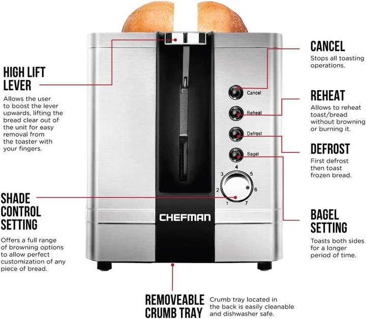 Actual product image Chefman Stainless steel toaster