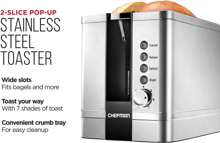 Actual product image Chefman Stainless steel toaster