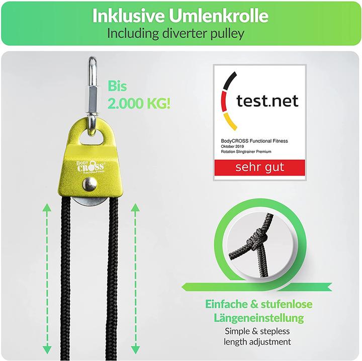 Produktbild BodyCross Schlingentrainer mit Umlenkrolle (Limette)