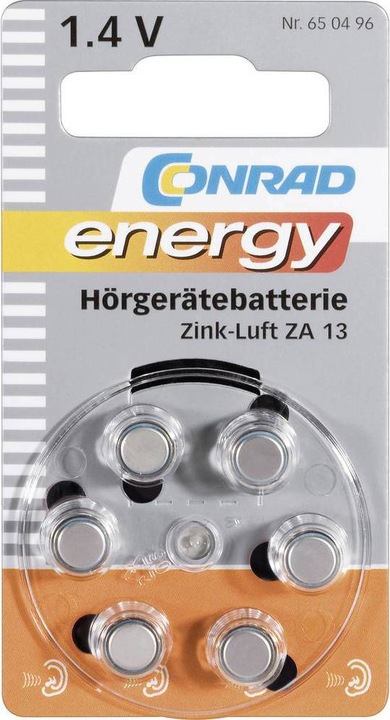 Actual product image Conrad energy Hearing aid batteries ZA13 (6 pcs., ZA13 GP, 280 mAh)