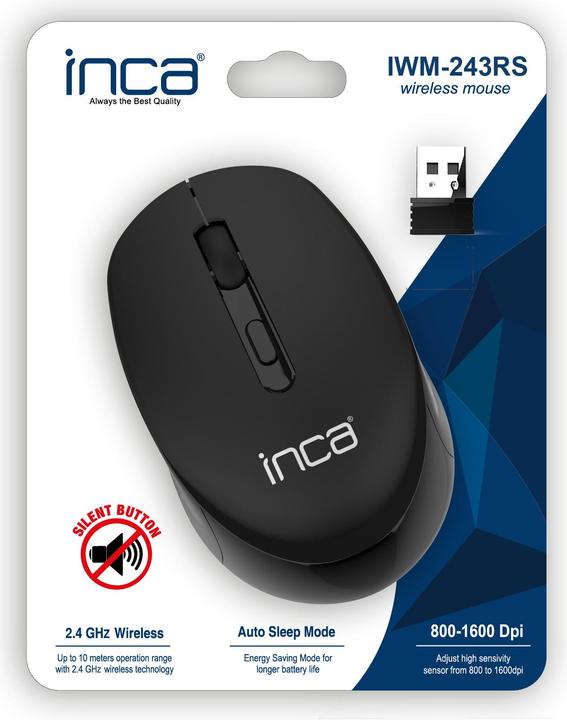 Actual product image Inca Mouse IWM-243RS 1600 DPI,CANDY DESIGN black, 2.4GHz (Wireless)