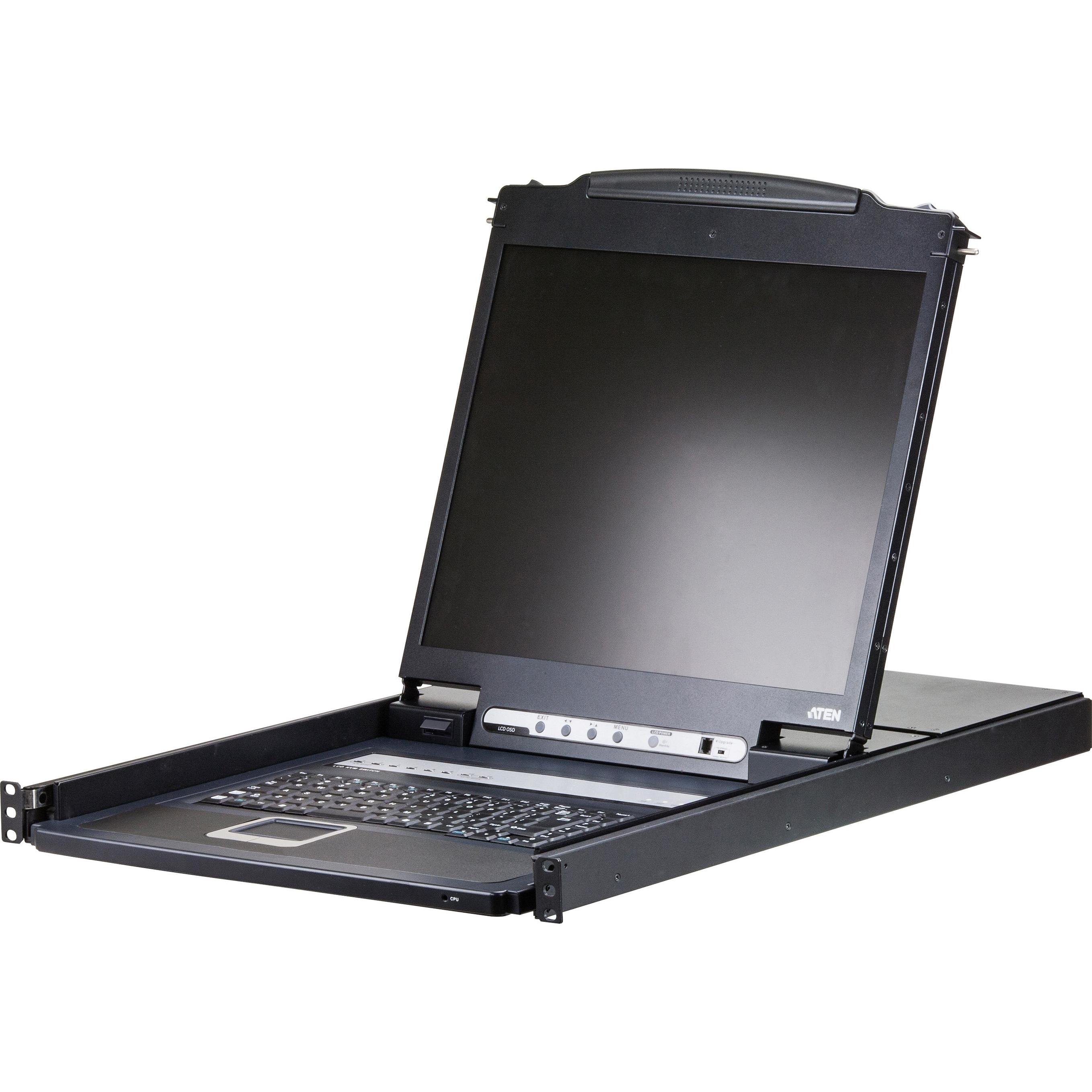 Aten Technology 8-Port 19" LCD KVM Switch, KVM Switch, Schwarz