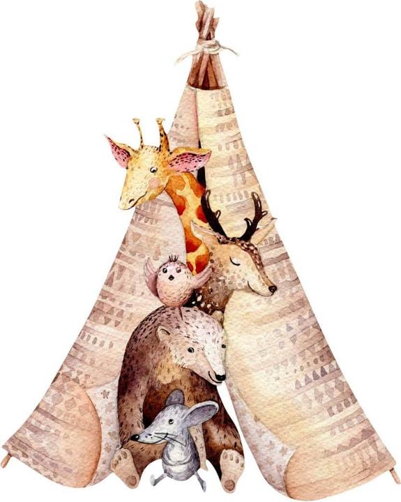 Image du produit Trenddeko Animaux dans un tipi (120 x 150 cm)