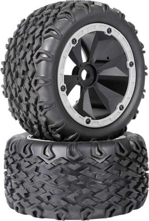 Actual product image Reely 1:8 Monster Truck Tires 6-Spoke Black-Gray 2 pcs.