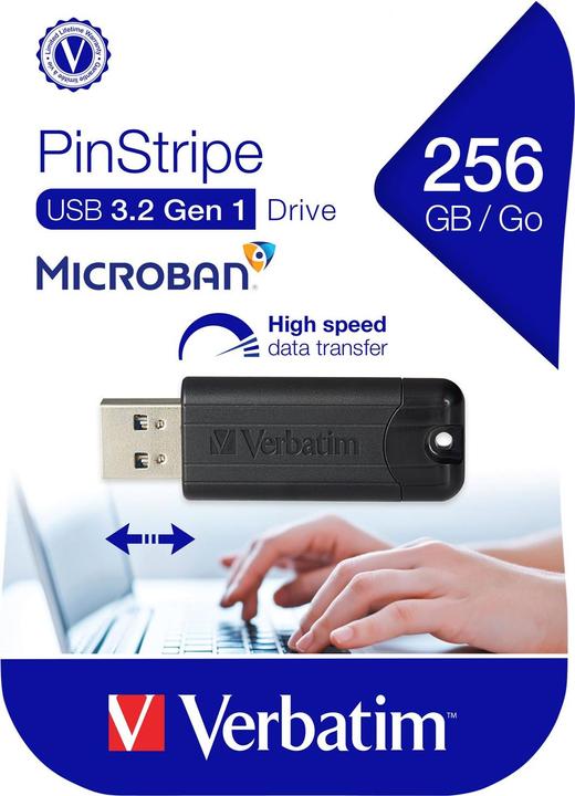Actual product image Verbatim PinStripe (256 GB, USB-A, USB 3.0)
