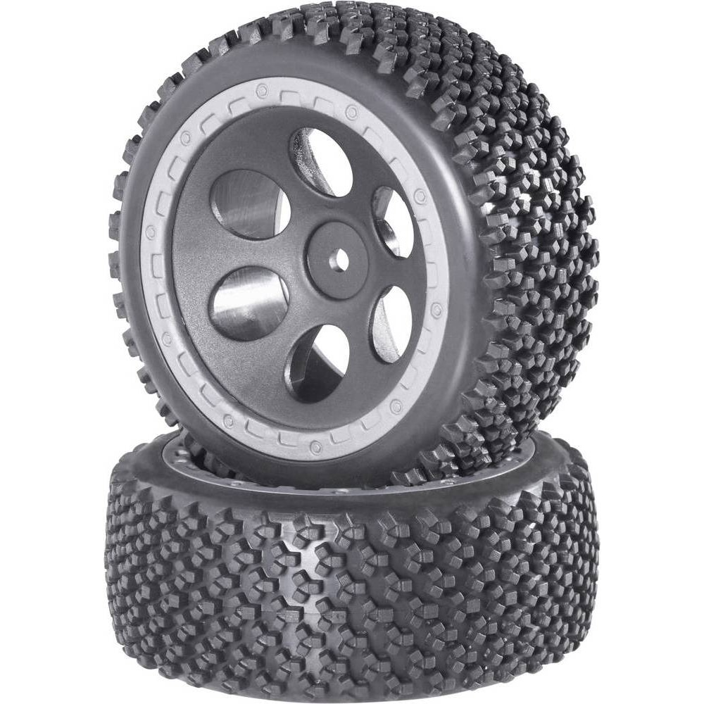 Reely 1:10 Buggy Kompletträder Rally Loch-Design Grau 4 St.