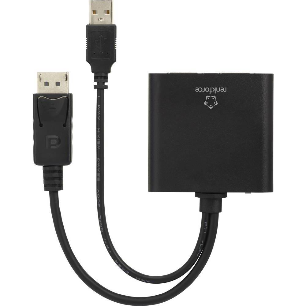 Thumbnail - Renkforce DisplayPort zu (DP, 20 cm), Data + Video Adapter, Schwarz