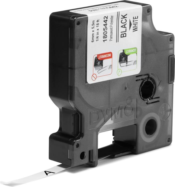 Produktbild Dymo Rhino 6mm schwarz auf weiß Perm Poly (0.60 cm, Weiss)
