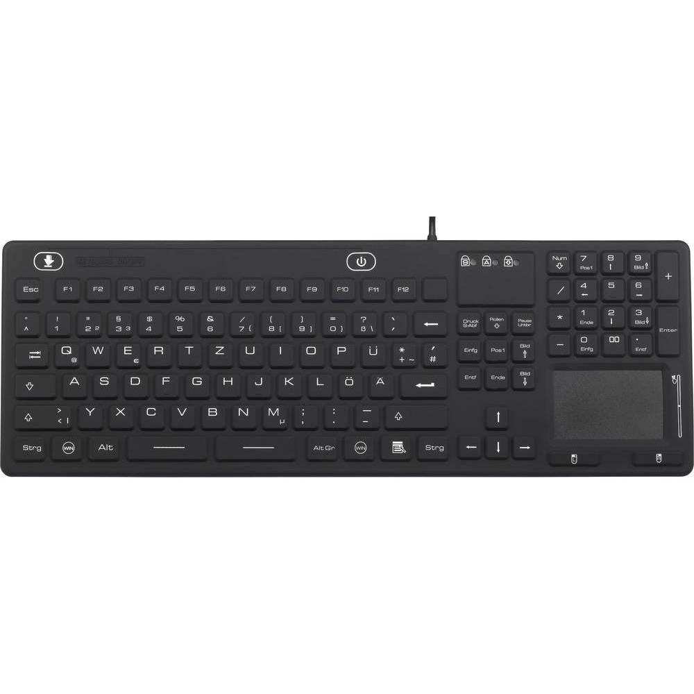 Renkforce Industrielle staub- und spritzwassergeschützte USB-Tastatur mit Touchpad (DE, Kabelgebunden), Tastatur, Schwar...