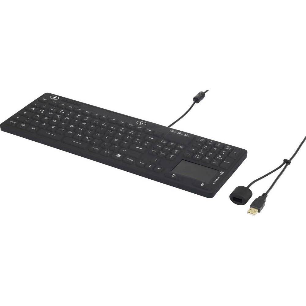 Thumbnail - Renkforce Industrielle staub- und spritzwassergeschützte USB-Tastatur mit Touchpad (DE, Kabelgebunden), Tastatur, Schwar...