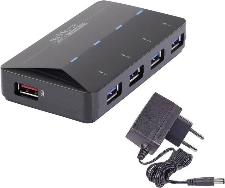 Produktbild Renkforce 4+1 Port USB 3 Charging Hub (USB-B, 5 Ports)