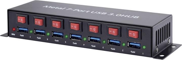 Renkforce 7 Port USB 3 Hub Metall, schaltbar (USB-B, 7 Ports)