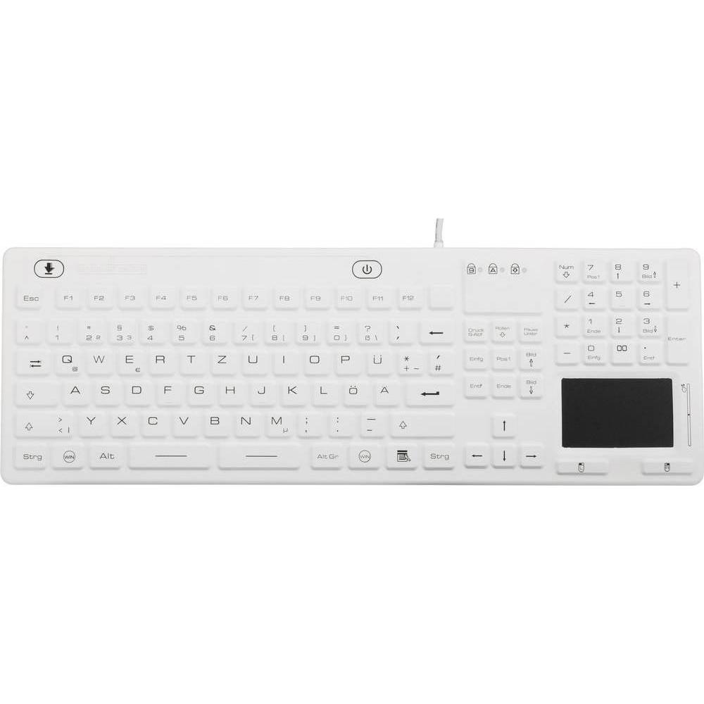 Renkforce Industrielle staub- und spritzwassergeschützte USB-Tastatur mit Touchpad (DE, Kabelgebunden), Tastatur, Weiss