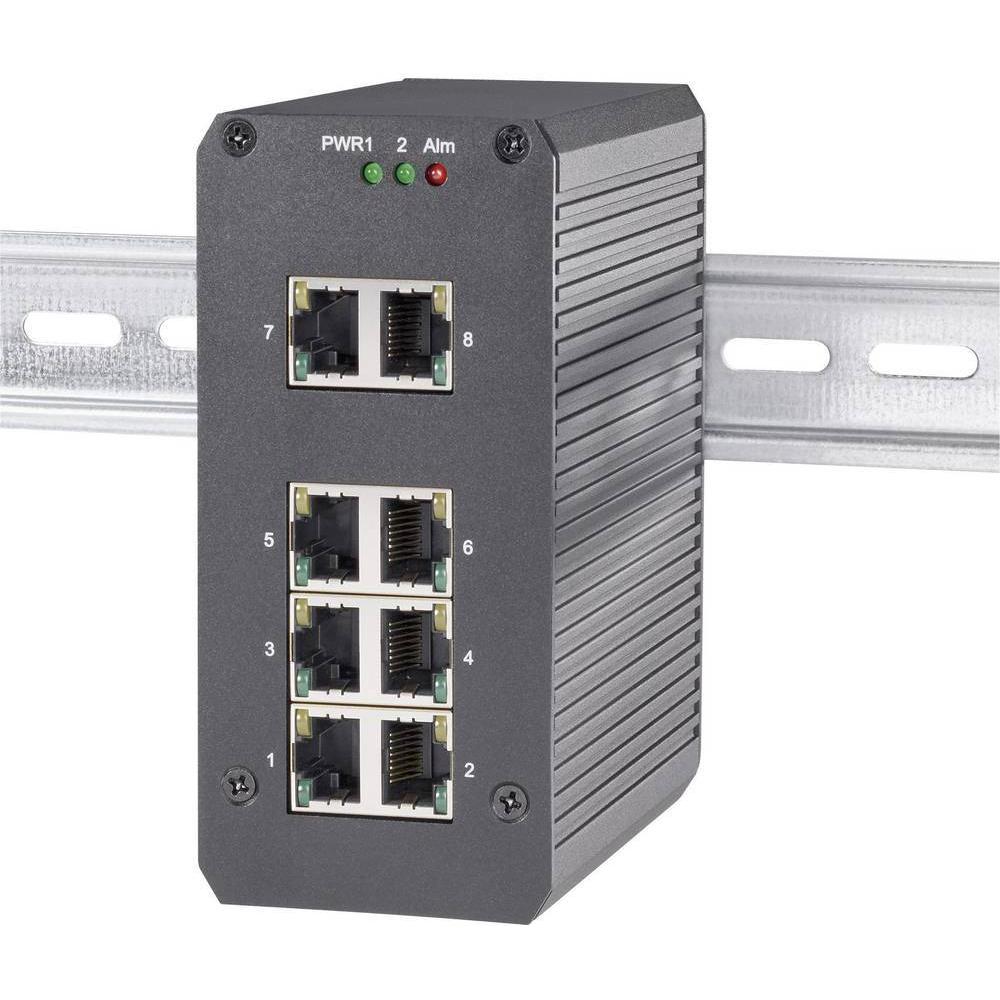 Renkforce 8 Port Gigabit Switch für Hutschiene (8 Ports), Netzwerk Switch