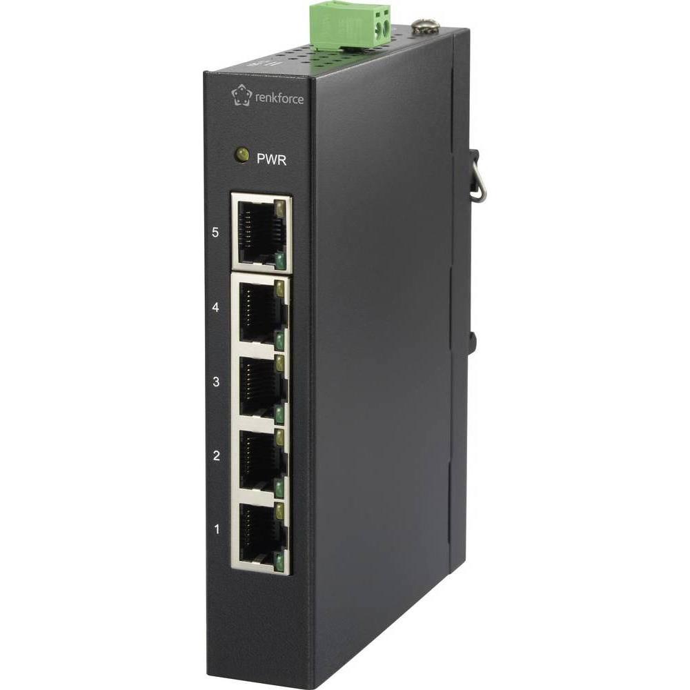 Thumbnail - Renkforce 5 Port Fast Ethernet Switch für Hutschiene (5 Ports), Netzwerk Switch