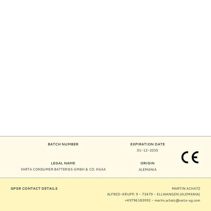 Nährwerte und Zutaten Varta Longlife Power (24 Stk., AA, 2970 mAh)