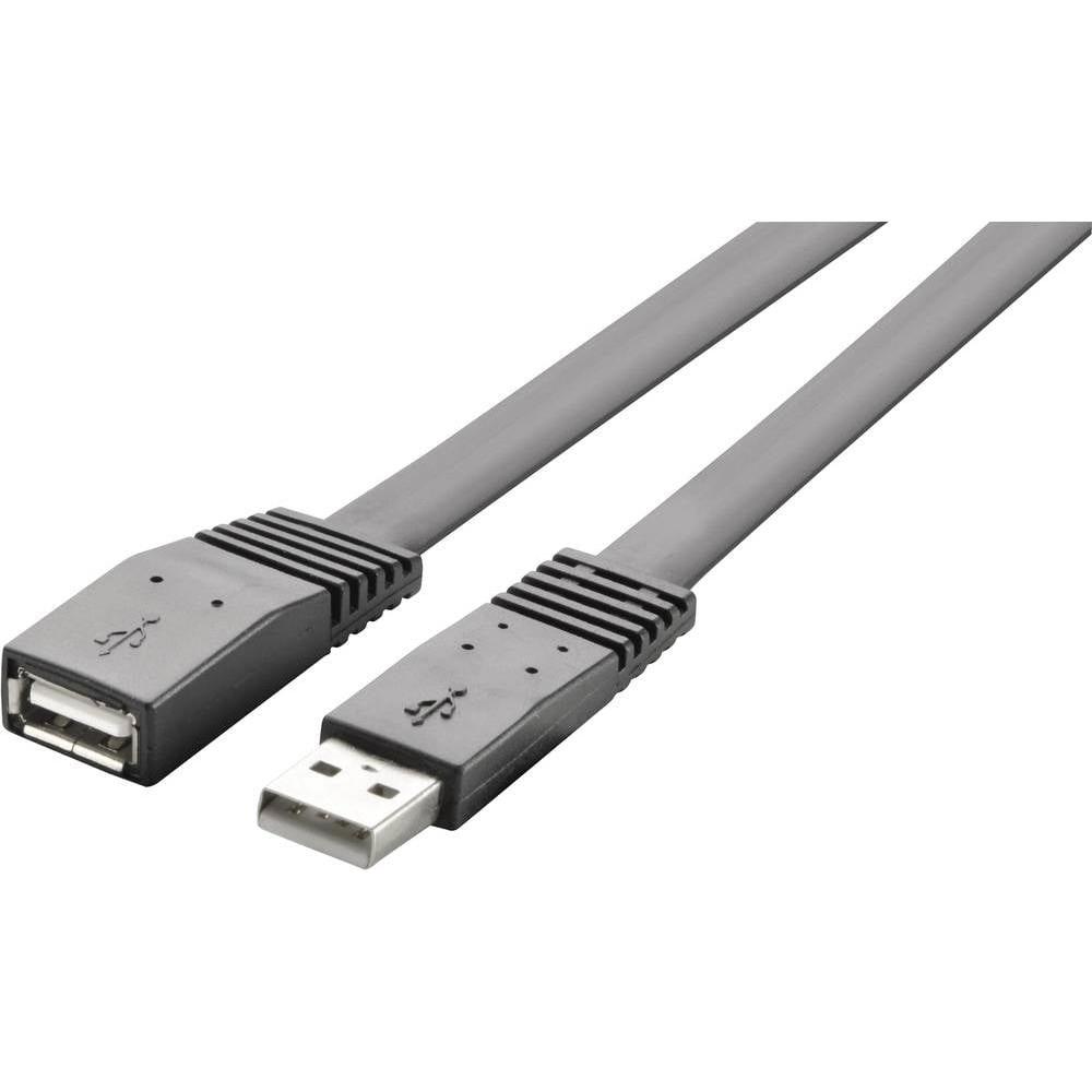 Renkforce USB 2 Verlängerungskabel A/A flach 1 m (1 m, USB 2.0), USB Kabel