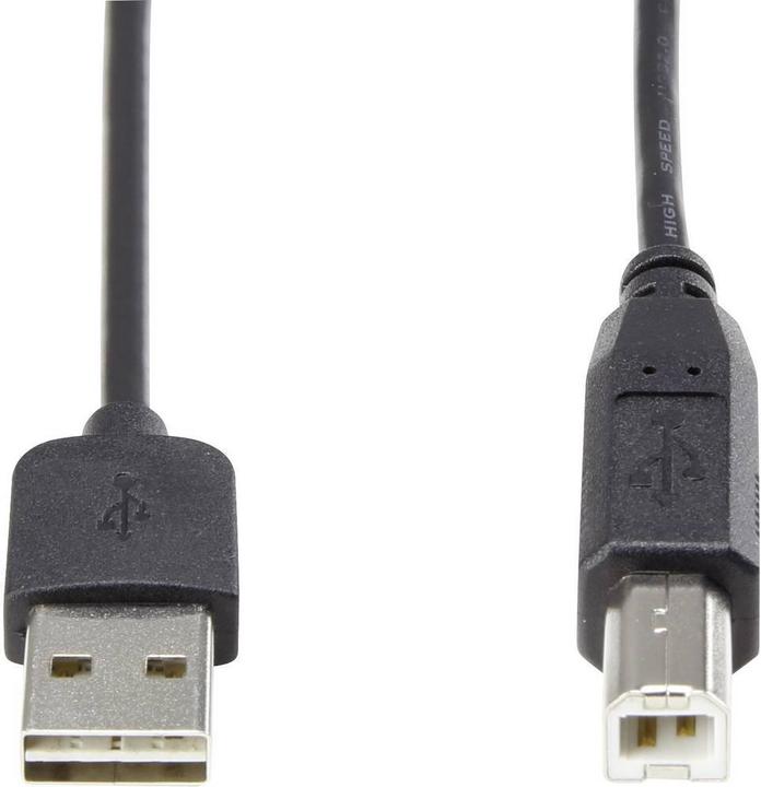 Produktbild Renkforce USB 2 A/B Anschlusskabel 1.8 m mit Wende-Stecker - Kabel nie wieder falsch herum einstecken (1.80 m, USB 2.0, 2.50 W)