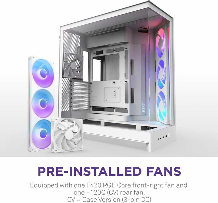 Immagine prodotto NZXT H9 Flow RGB (2025) All White Midi Tower ATX Gaming Gehäuse weiss mit Glasfenster (ATX, Mini-ITX, mATX, E-ATX)