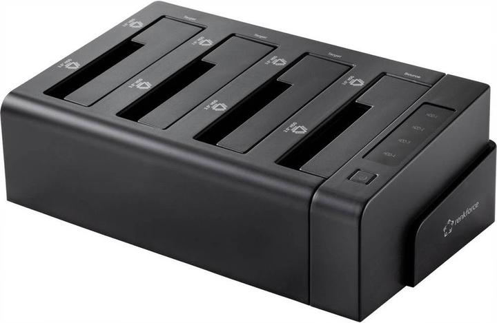 Actual product image Renkforce 2.5 3.5-inch USB 3.2 HDD docking station, 4 ports, with cloning from 1 to 3 (Docking port (proprietary))