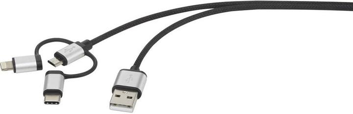 Produktbild Renkforce 3-in-1 Micro-USB/Lightning/USB-C Lade- & Sync-Kabel 0.25 m (0.25 m, USB 2.0, 2.50 W)